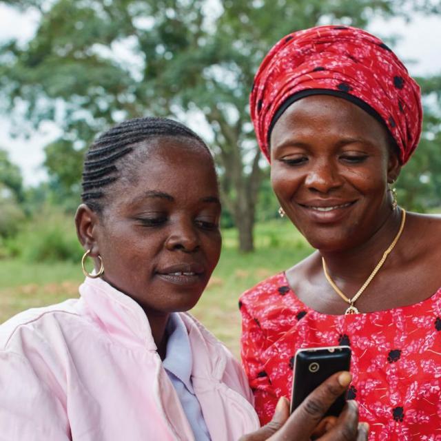 Farmers review SMS received from Ignitia. 